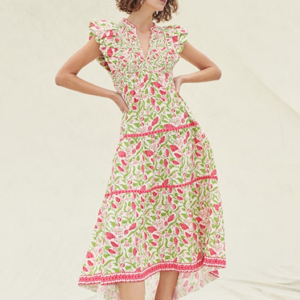 Floral Ruffle Sleeve Dress